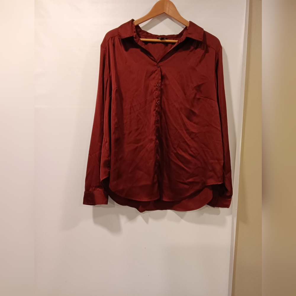 Torrid Deep Red Casual Button Down Shirt